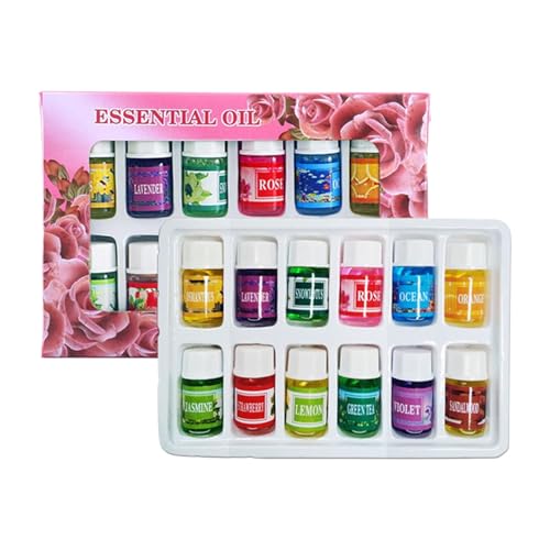 Aceite de aromaterapia, juego de 12 piezas de esencia para difusor de terapia aromática para el hogar, 5.12x3.54 pulgadas, aromas naturales solubles en agua para humidificador, 3 ml cada, aceites