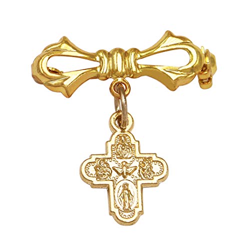 Rosemarie Collections Women's Religious Gift Four Way Cross Medal Petite Brooch Pin (Gold Tone) #TOP19