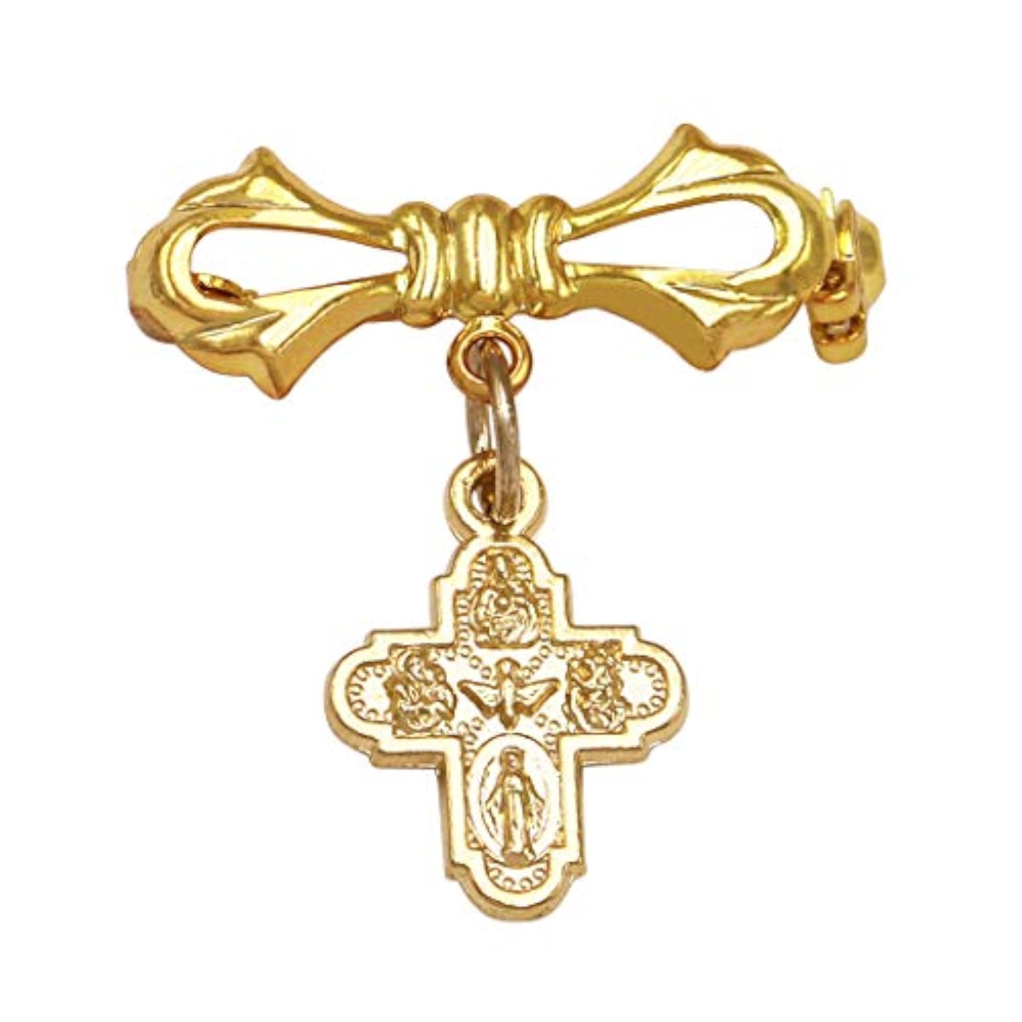 Women's Petite Four Way Cross Medal Brooch Pin, Religious Gift