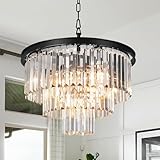 Meelighting 8 Lights Modern Contemporary Crystal Chandeliers Lights Pendant Ceiling Chandelier Lighting Fixture 3-Tier for Dining Room Living Room
