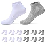 FARCHAT Calcetines 100 Algodon Hombre Mujer 12 Pares Blanco Gris Deporte Running Algodon Cortos...