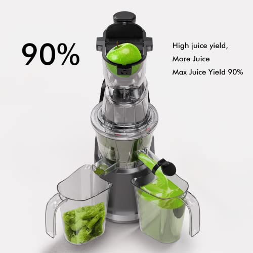 Masticating Juicer Machine, Sifene Whole Juicer, Vertical Cold Press Juicer, Juice Maker Extractor With 3.2" Big Mouth For Whole Fruits And Vegetables, Easy To Clean, Gray #TOP4