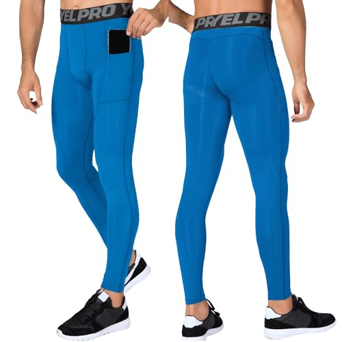 Yuerlian 1 or 3 Pack Men's Compression Pants Running Tights Workout Leggings Cool Dry Yoga Gym Pants with Pocket2