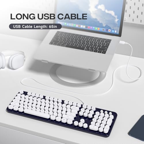 Image of Dilter Wired Keyboard, 104 Keys Full-Sized Typewriter Keyboards, USB Plug and Play Office Keyboard with Number Pad, Caps Indicators, Foldable Stands for Windows, PC, Laptop, Desktop (Black)