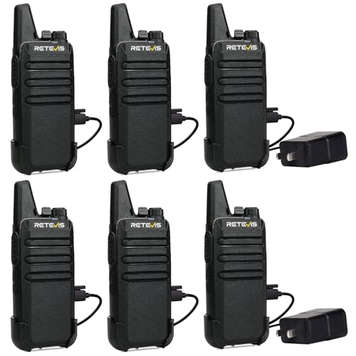 Image of Retevis RT22 Walkie Talkies for Adults, Two Way Radios Long Range Rechargeable, VOX Handsfree, Mini Compact Walkie Talkie with USB Charger, for School Church Restaurant (6 Pack)