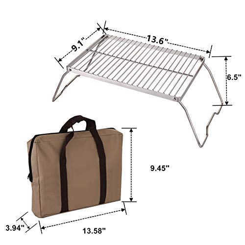 YOPAY-Folding-Campfire-Grill-with-Legs-Carrying-Bag-304-Stainless-Steel-Grate-Barbeque-Grill-Heavy-Duty-Portable-Camping-Grill-for-Picnics-Backpacking-Outdoor-136-Inch--9-Inch--65-Inch