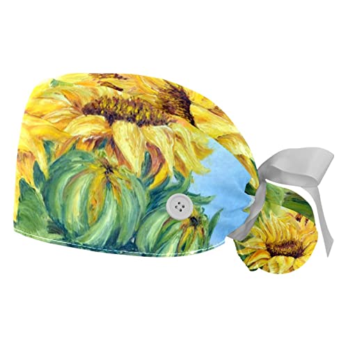 Chapeaux bouffants Tournesols - Casquettes de travail ajustables femmes et hommes JDEZ