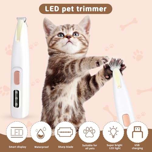 Hundeschermaschine,Pfotentrimmer für Hunde,Pfotentrimmer Mit LED-Licht,paw trim pro Hunde Haarschneidemaschine,Superleise, Elektrische Für Hunde Katzen,Pfoten, Augen,Ohren,Gesicht, Körper – Bild 6