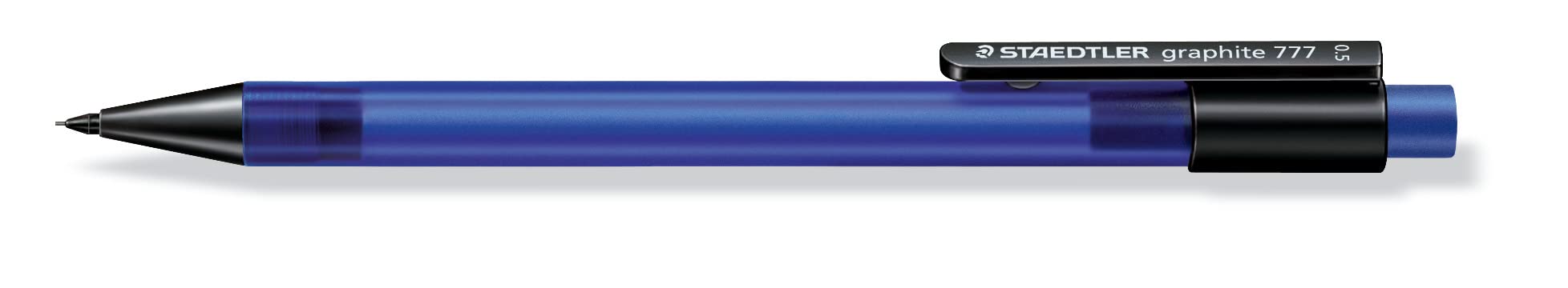 Staedtler 777 05KP50 ołówek automatyczny grafitowy, wypełniony wkładami B, średnica wkładu 0,5 mm, 3 kolory trzonków, 50 sztuk w opakowaniu z opakowaniem prezentowym niebieski/pomarańczowy/zielony