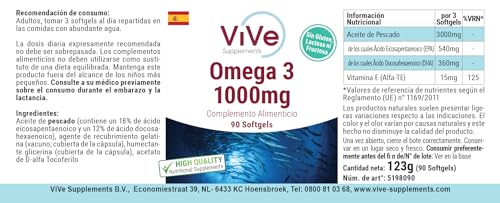 Omega 3 1000mg - 90 Softgels - Omega 3 aus Fischöl - mit EPA, DHA und Vitamin E - Hochdosiert - Qualität aus Deutschland - ViVe Supplements – Bild 6
