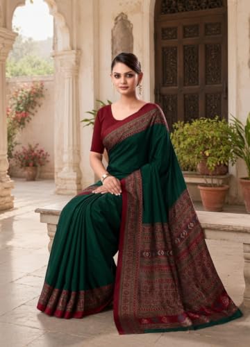 Image of Jaanvi fashion Women's Crepe Silk Saree with Unstitched Blouse Piece | Soft Lightweight Traditional Ethnic Wear Saree for Party, Wedding, Festival