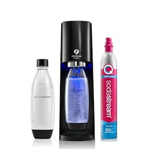 Sodastream - Electric Terra Sparkling Water Maker, 3 Carbonation Settings, Quick Connect CO2, Includes 60L Gas Cylinder, BPA-Free Bottle, Black