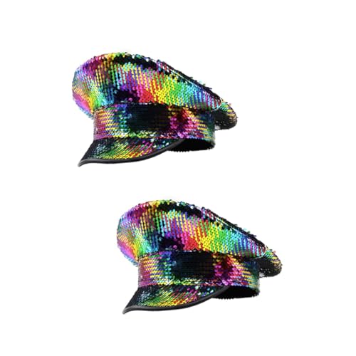 Chapeau bleu marine à paillettes en plastique avec hauts de forme colorful