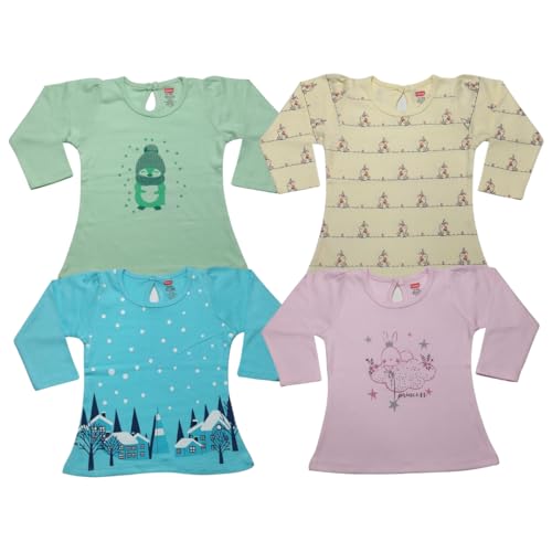 Image of LuvLap Baby Girls 100% Cotton Full Sleeve Girls Top Pack of 4