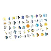 Abaodam 50pcs Weather Stickers Cartoon Weather Symbols Decals for Water Bottles Luggage Skateboards Motorcycles DIY Decorative Labels for Personalizing Everyday Items