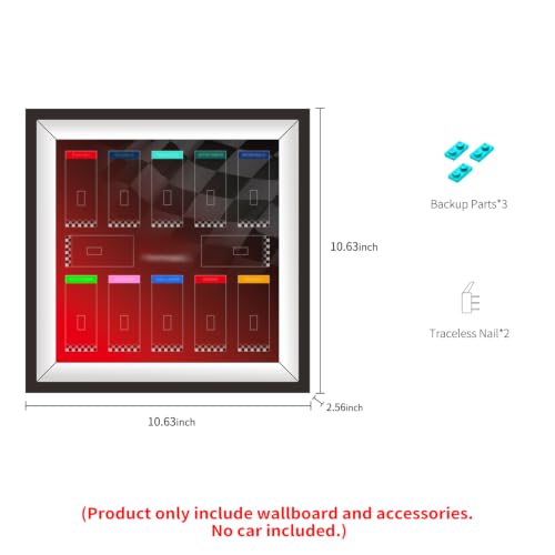 Image of iLuane Display Wallboard for Lego Mystery Box F1 Collectible Race Cars 66796, Holds 12 Cars on One Frame, Adult Collectibles F1 Wall Mount, Home or Office Decor, Black (No Car Included)
