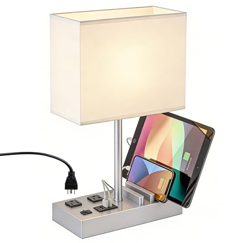 Dreamholder Bedside Lamp with USB, AC Outlets & Phone Stands