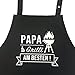 Lustige Grillschürze für Männer - Papa grillt am besten - lustige Kochschürze, Grillschürze für Papa, Geschenk Vatertag, Männertag, Schwiegervater, Schwiegerpapa (schwarz)