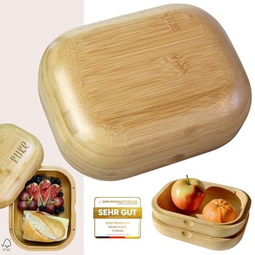 Pure Bamboo Fiambrera para adultos, varios modelos, oficina, alta calidad, para exteriores, 100% libre de plástico, sin BPA, hecha a mano, 1000 ml (natural, 1000 ml)