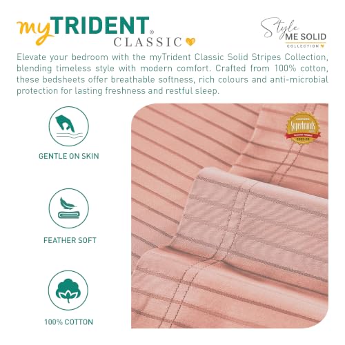 Image of myTrident Bedsheet for Single Bed Cotton| 210 TC | 60 inch x 90 inch | Papaya