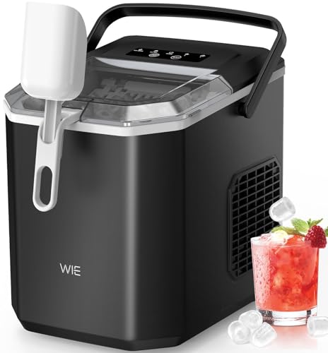 WIE Maquina de Hielo, Maquina de Hacer Hielo Autolimpiable, 12Kg/24H, 2 Tamaños de Hielo, 9 Cubitos Listos en 6 Minutos, con Asa, Pala para Hielo y Cesta, Ideal Para Inicio/Cocina/Oficina/Bar, Negro WIE Maquina de Hielo, Maquina de Hacer Hielo Autolimpiable, 12Kg/24H, 2 Tamaños de Hielo, 9 Cubitos Listos en 6 Minutos, con Asa, Pala para Hielo y Cesta, Ideal Para Inicio/Cocina/Oficina/Bar, Negro