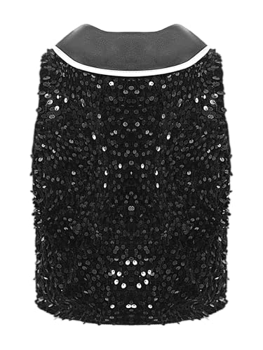 Kids Boys Girls Shiny Sequin Vest Sparkly Button Down Velvet Waistcoat Party Jacket Suit with Bowtie2