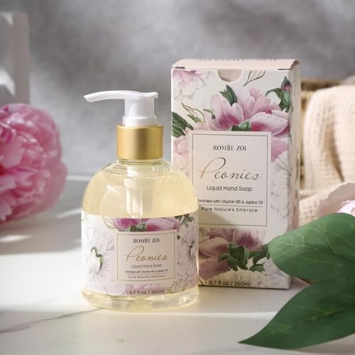 Image of ROMIIE ZOI Liquid Hand Soap with Gift Box - Peonies - 260ml / 8.7 fl.oz