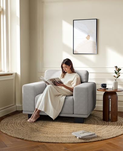 Image of Amada 40 inch Oversized Accent Sofa Chair, Modern Armchair with Deep Seat, Comfy Upholstered Large Reading Chair with Removable Washable Covers for Living Room & Bedroom Office, Grey