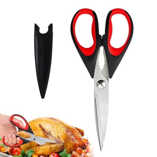 Xiedeai Heavy Duty Kitchen Scissors Ultra Sharp Blades and Soft Grip Stainless Steel Kitchen Shear with Cover Multipurpose Food Scissors for Cutting Meat Chicken Vegetable Fish Herbs Red Xiedeai Heavy Duty Kitchen Scissors Ultra Sharp Blades and Soft Grip Stainless Steel Kitchen Shear with Cover Multipurpose Food Scissors for Cutting Meat Chicken Vegetable Fish Herbs Red