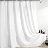 FAVORTALK Duschvorhang 200X200 Anti Schimmel & Waschbar Wasserabweisend Badewanne Vorhang aus Polyester Shower Curtain Mit Gewicht und 12 Duschvorhang Haken Weiß H200 x B200 cm (1er Pack)
