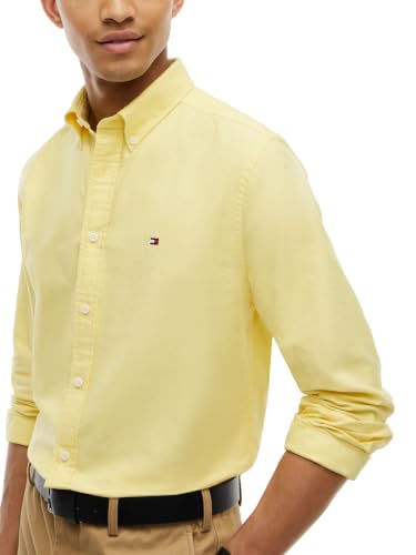 Image of Tommy Hilfiger Men's Long Sleeve Oxford Shirts in Regular Fit, Men's Button Down Shirts, Also Available in Big and Tall