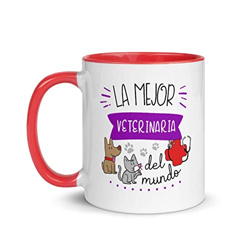 Kembilove Taza de Desayuno de la Mejor Veterinaria del Mundo – Tazas de Café para Profesionales y Trabajadores para la Oficina – Tazas de Té de Color de Profesiones – Taza de Cerámica de 350 ml