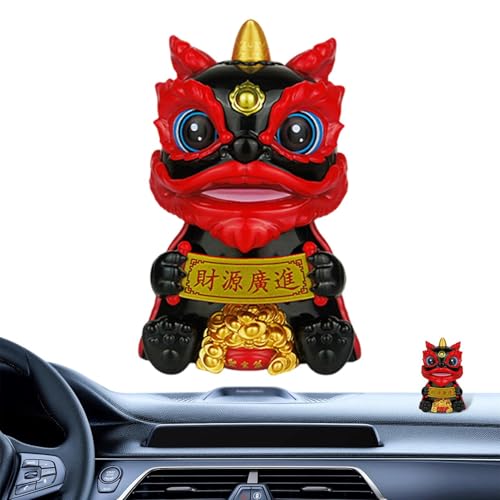 Figure De Lion Chinois - Bobblehead De Lion Solaire, Jouet De Lion À Tête Shaking | Décor De...