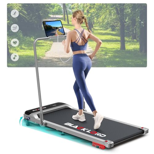 BLACK LORD Cinta de Correr con asa, Andador para Taller en casa, Equipo de Gimnasia, 3.2CV, Inclinación 4%, Portátil de Escritorio, Control Remoto Bluetooth, Entrenador aeróbico Cardiovascular, Plata