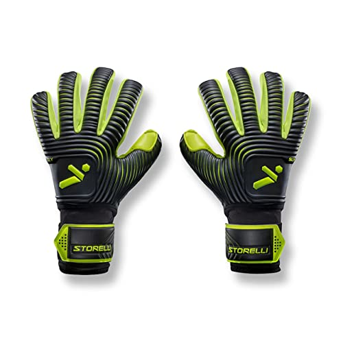 Storelli Silencer Sly Goalkeeper Gloves | Soccer Goalie Gloves With Finger Spines | Enhanced Finger And Hand Protection | Black & Yellow | Size 9 #TOP21