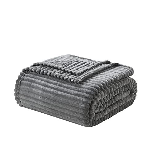 Image of Nestl Grey Throw Blanket for Couch - Cozy Warm Fuzzy Blankets for Women, Plush Small Fleece Throws for Girls - Gray, 50 x 60 Inches