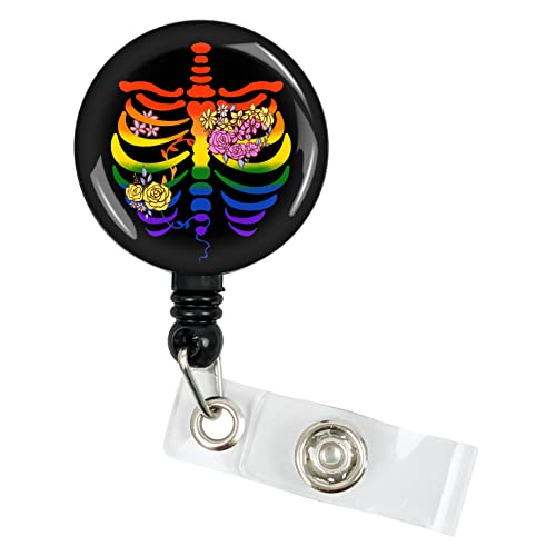 Rainbow Badge Reel Holder, Retractable Badge Holders With Swivel Clip, Nurse Badge Reel, Rib Cage Badge Clip Id Badge Holder, Badge Reels Retractable Cute For Student Teacher Nurses Doctor Office #TOP20