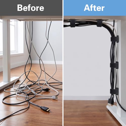 41 piezas de abrazaderas para gestión de cables autoadhesivas | Organizador de cables para escritorio, 3 tamaños, correas reutilizables de nailon y poliéster miniatura 4