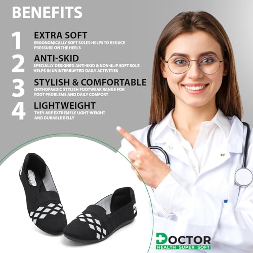 Image of Doctor Health Super Stylish Comfortable Classy Knitted Design Ballerina | Premium Look Flat Jutis | Non Slip Lightweight Shoes Bellies for Women | Dailywear Flat Bellies | Trendy Women Jutis Bellies