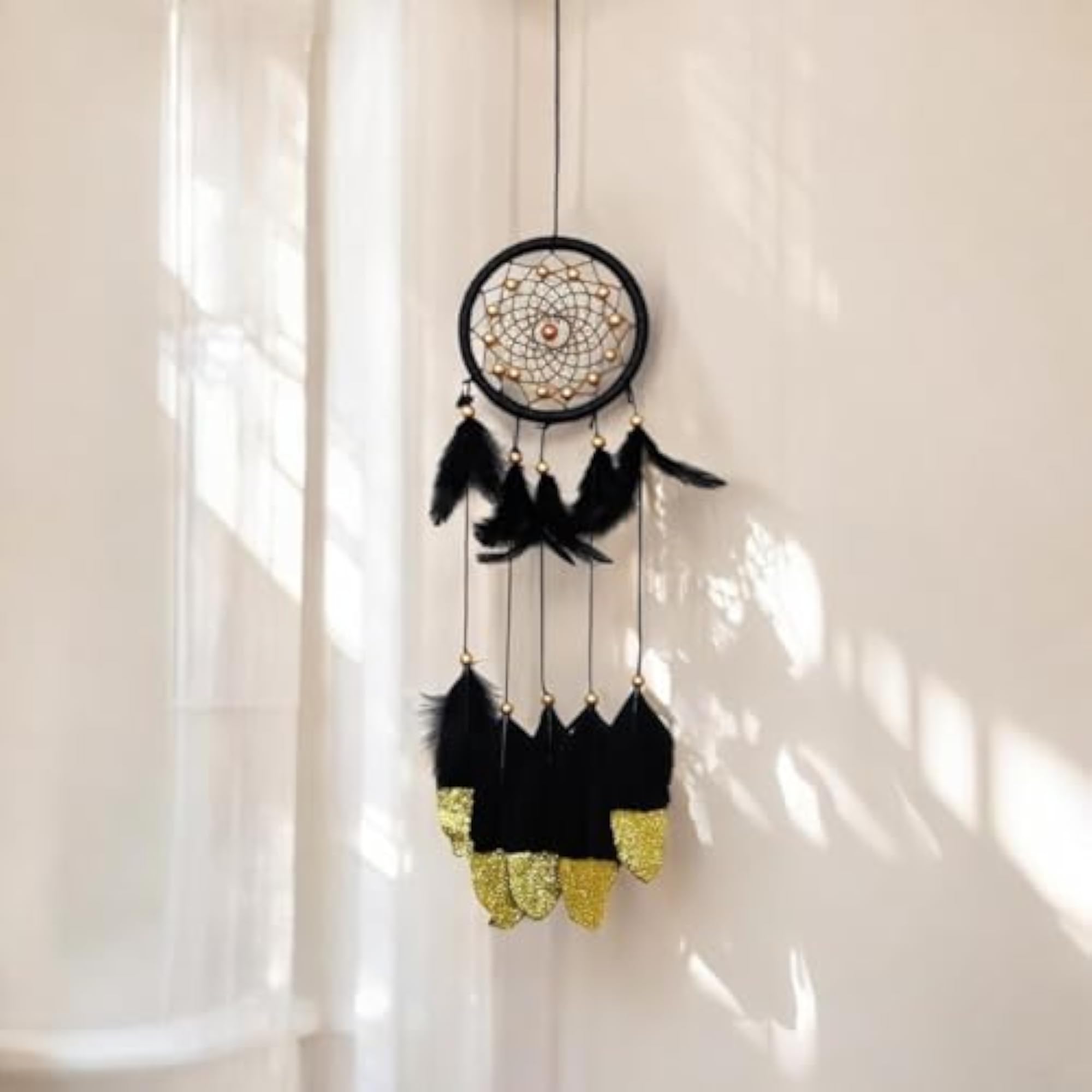 Black Dream Catcher for Home Decor with Feathers