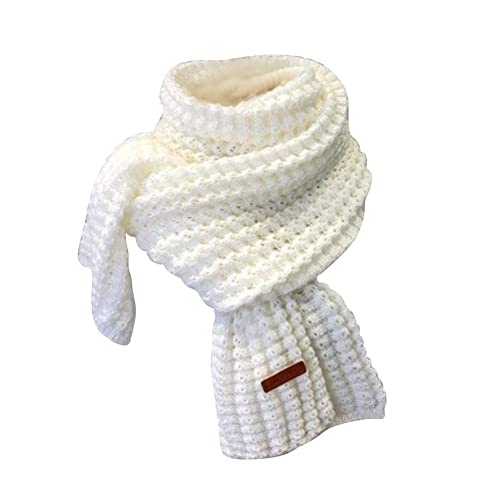 EHOTER Bufanda de punto de invierno para mujer, bufanda larga para mujer, bufanda grande, suave, cálida, pashmina, lana gruesa (blanco), blanco, talla única