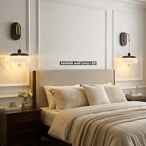 Image of LED Wall Sconce,Wood Wall Light Fixtures,8 inch Indoor Hardwired Wall Light,Vintage Scones Lighting for Bedroom Living Room Bathroom Dining Room Hallway (1 Pack)
