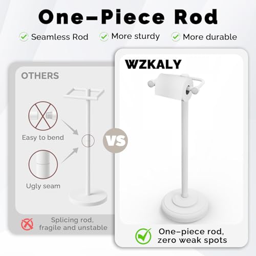 image for WZKALY Toilet Paper Holder Stand, White Toilet Paper Holder Free Stand