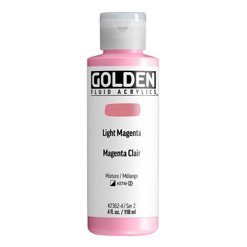 Golden Light Magenta Fluid Acrylics, 118 Ml Bottle, Professional Acrylic Paint, Semi-Opaque