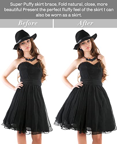 بريتي كوين تنورة داخلية نسائية من التول من 3 طبقات منفوشة من قماش الكرينولين، تنورة داخلية من قماش الكرينولين لفستان الحفلات التنكرية، ابيض، مقاس M-L