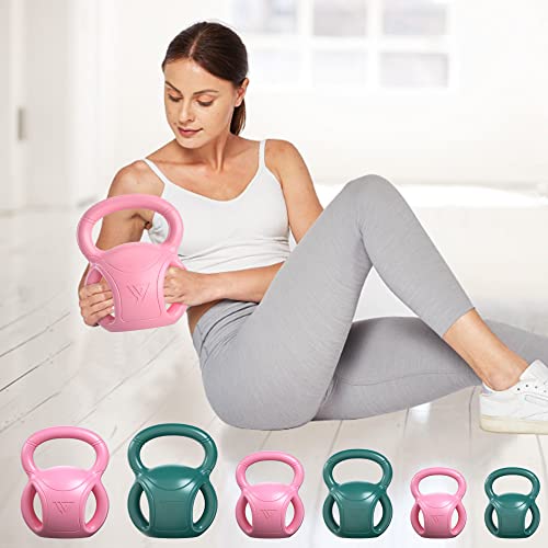 5 lb Kettlebell Weight with Three-handles for Weightlifting, Conditioning and Core Training for Women Men Home Gym [2022 Latest-Pink] by RUNWE - Used condition - US$21.22