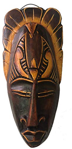 WORU Máscara pintada, 20 cm, máscara de madera de Bali, máscara de pared Motivo: Guerrero