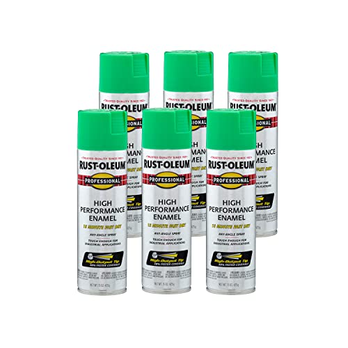 Image of Rust-Oleum 7533838-6PK Professional High Performance Enamel Spray Paint, 15 oz, Gloss Safety Green, 6 Pack