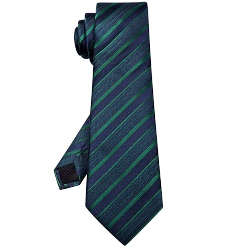 Image of Hi-Tie 63 inches Striped Paisley Extra Long Ties for Men Silk Necktie with Lapel Pin Tie Clip Big and Tall Men Formal Wedding