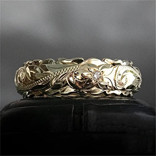 Outsta Toys Fashion 5Mm Tungsten Rings For Women 18K Gold Plated Ring Yellow Gold Band Rings For Women Men Relieving Anxiety Ring Wedding Band Rings Comfort Fit Size 5 To 11, 9 #TOP3